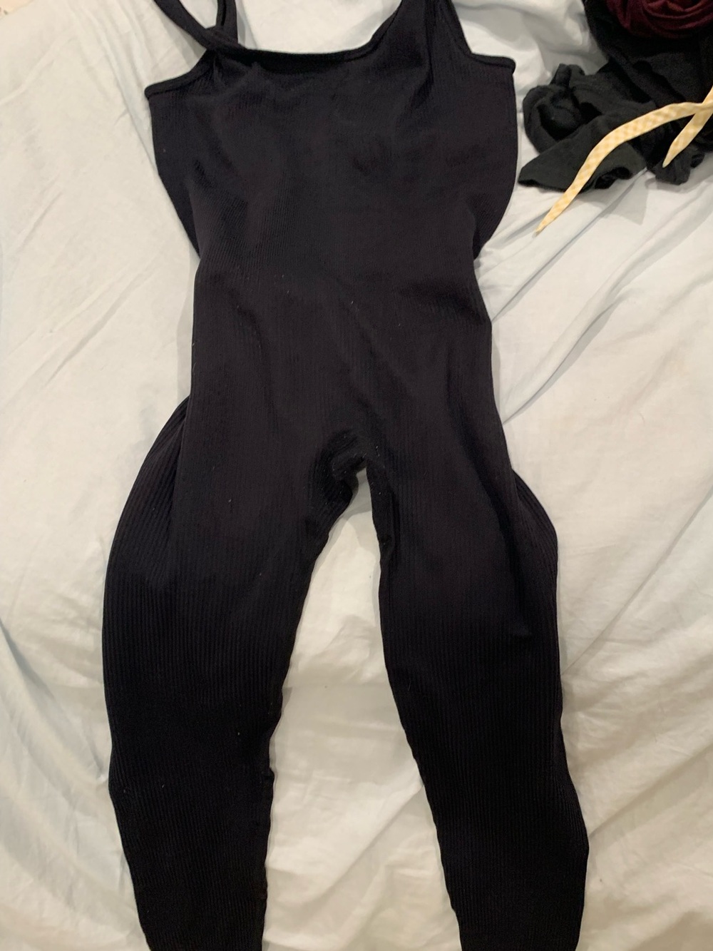 Amazon Black Ribbed Tank Bodysuit Jumpsuit